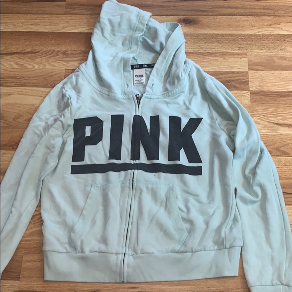 Mint green pink zip up sweatshirt